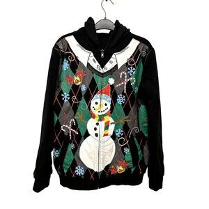 QUIK SILVER - Black Hoody  Full Zip Jacket Sweatshirt Snowman Candy